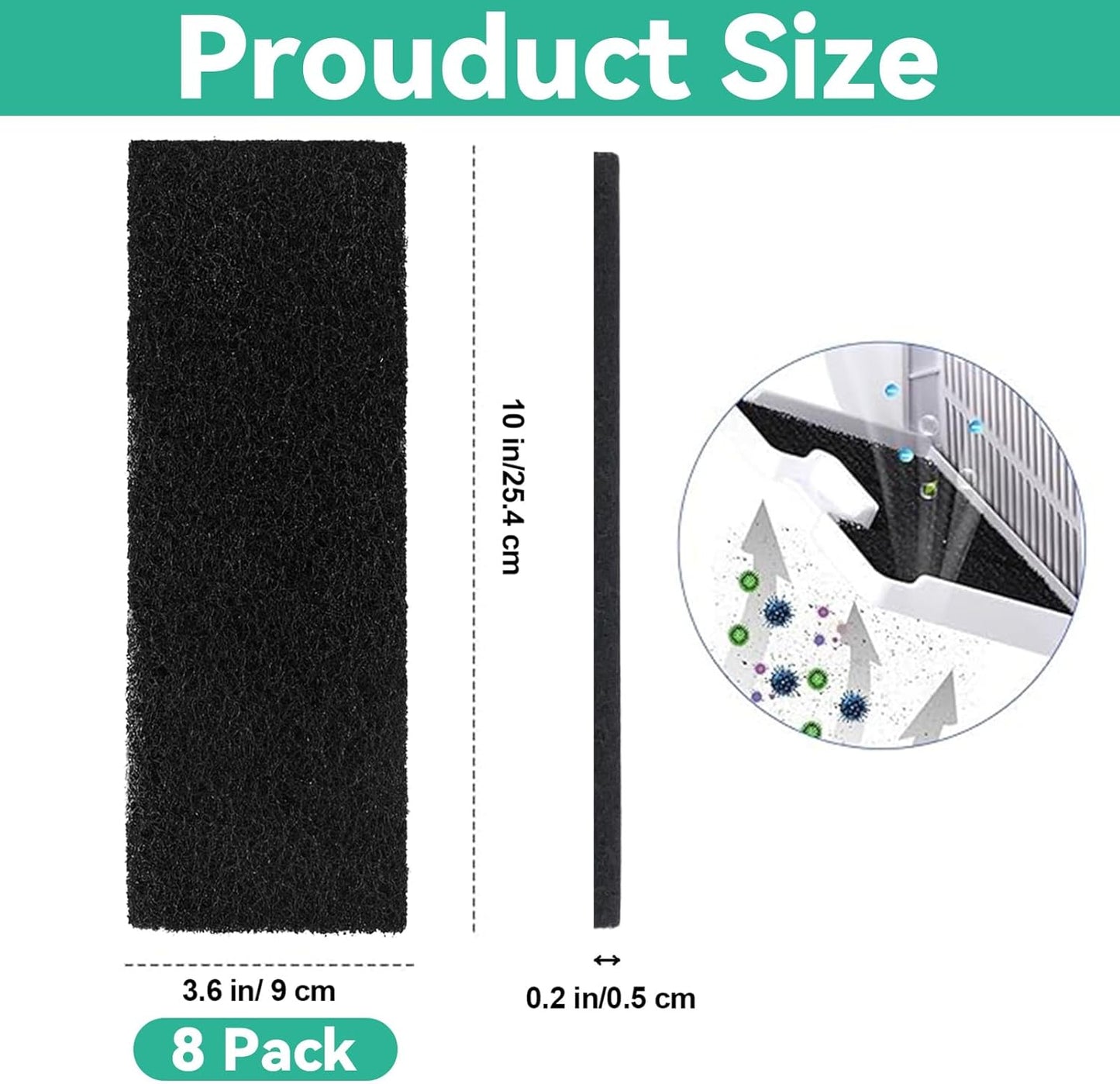 8Pcs Carbon Filters Compatible with Litter-Robot 3,Replacement Activated Charcoal Filters for Litter Box Carbon Premium Filters,Thickened and Durable,Eliminate Odor and Controls Moisture on Pet's Body