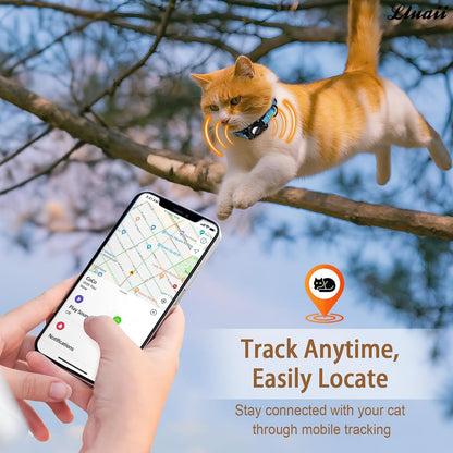 Reflective AirTag Cat Collar, IP68 Waterproof Airtag Holder, Safety Elastic Band Cat Collars for Kittens and Puppies (Blue, S)