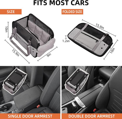 Center Console Dog Car Seat,Outdoor Dog Bed Sofa,Carseats for Small Dogs Carriers,Puppy Cat Car Seat(Gray)