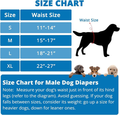 Paw Legend Washable Dogs Diapers Male Dog Belly Bands for Male Dogs Diapers Reusable Puppy & Doggie Diapers Male (5 Pack, Small)