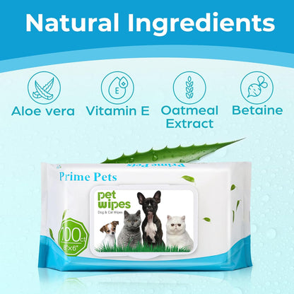 Prime Pets Dog Wipes for Paws and Butt, 600 Count, Pet Wipes for Dogs & Cats, 100% Fragrance Free, Deodorizing Puppy Wipes for Cleaning Face Eyes Ears Paws Teeth Body
