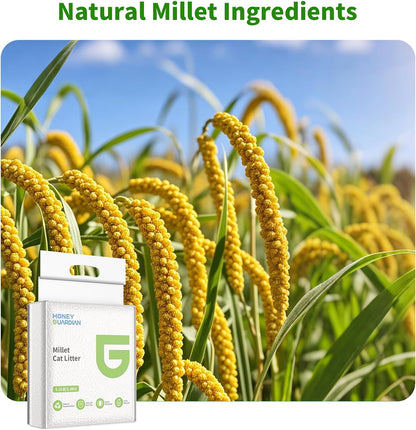 HoneyGuaridan Self Cleaning Cat Litter Box and Millet Cat Litter(5.2lb*4bags)