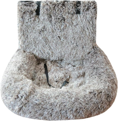 Dog Car Seat for Small Dogs, Dog Bed with Safety Straps, Fluffy Pet Travel Seat Removable Washable Cushion Protects Car from Dirt & Scratches, Small