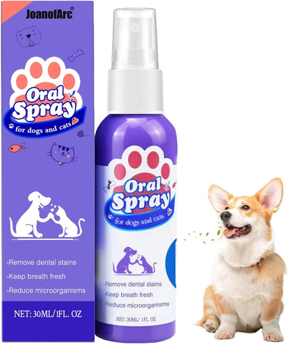 JoanofArc Oral Care Spray for Dogs, Pet Breath Dental Care Spray with Natural Ingredients, Dog Breath Freshener for Bad Breath, Plaque and Tartar, Pet Health Supplies Teeth Treatment Spray, 30ml