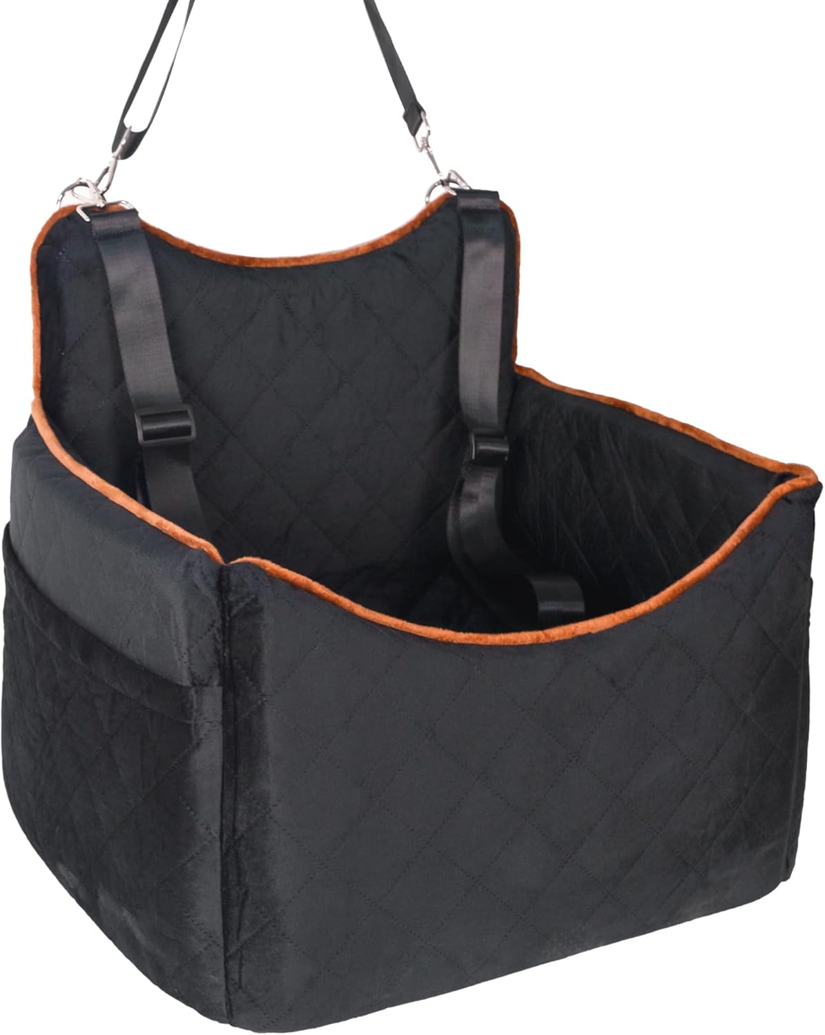 iPEGTOP Dog Car Seat for Small Medium Dogs Under 35 lbs, Washable Safety Cat Dog Booster Puppy Travel Bed with Memory Foam Cushion Secure Safe Buckles & Clip-On Leash, Black