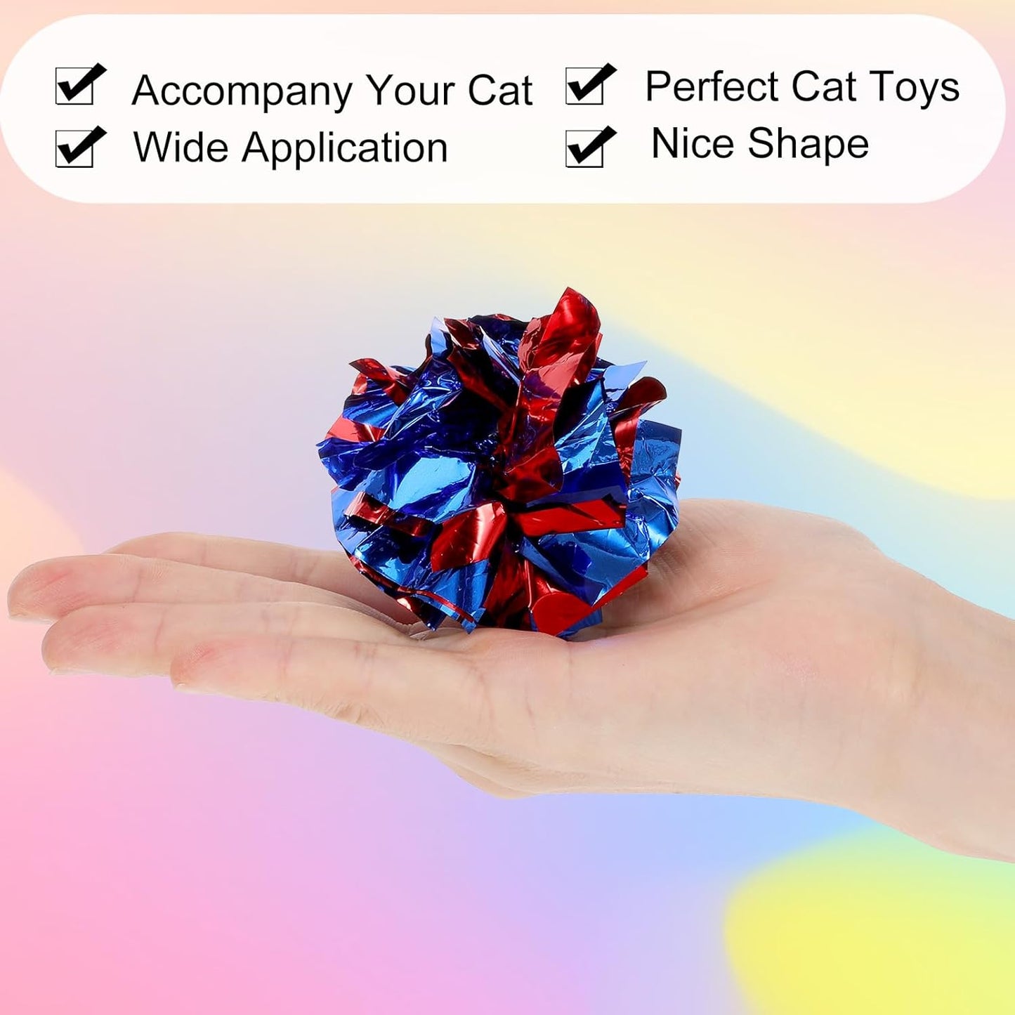150 Pcs Crinkle Balls Cat Toys, 1.96 Inch Polyester Film Interactive Crinkle Balls, Colorful Chew and Chase Toys, Keep Cats Kittens Fit Active Indoor, Random Color