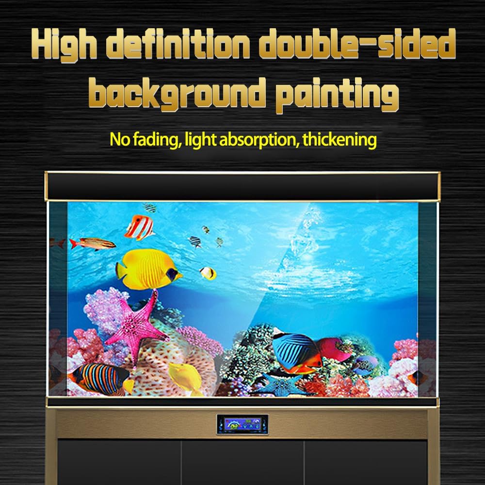 Double Sided Fish Tank Background 12 x 20 Inches for Fish Tanks Aquarium Backgrounds Decorative Poster Paper Sticker Waterproof Fish Tank Wallpaper