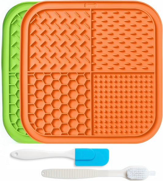 Treat Mat for Dogs for Anxiety Relief, Slow Feeder for Dogs & Cats, Suction Cup Food-Grade Silicone Pet Lick Pad for Bathing, Grooming, Boredom & Stress Relief, Dishwasher & Freezer Safe