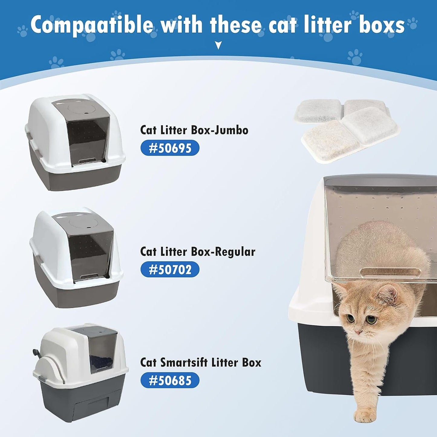 12 Pack airsift Litter Box Filters for Catit Airsift Jumbo/Regular/Smartsift Litter Box, Dual Action Filter to Keep Catit Litter Box Fresh Smell，Cat Litter Box Filters Pads Replacement