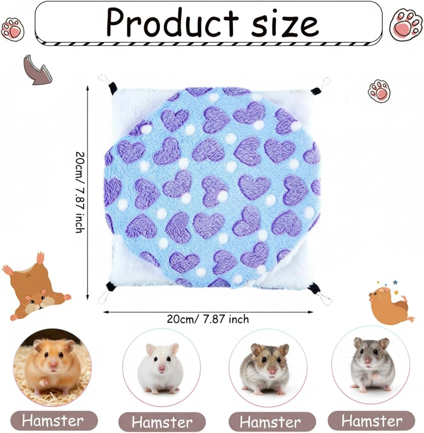 Boao 2 Pieces Hamster Hammock Hanging Pet Hammock Warm Bed House for Small Parrot Rat Sugar Glider Hamster Playing