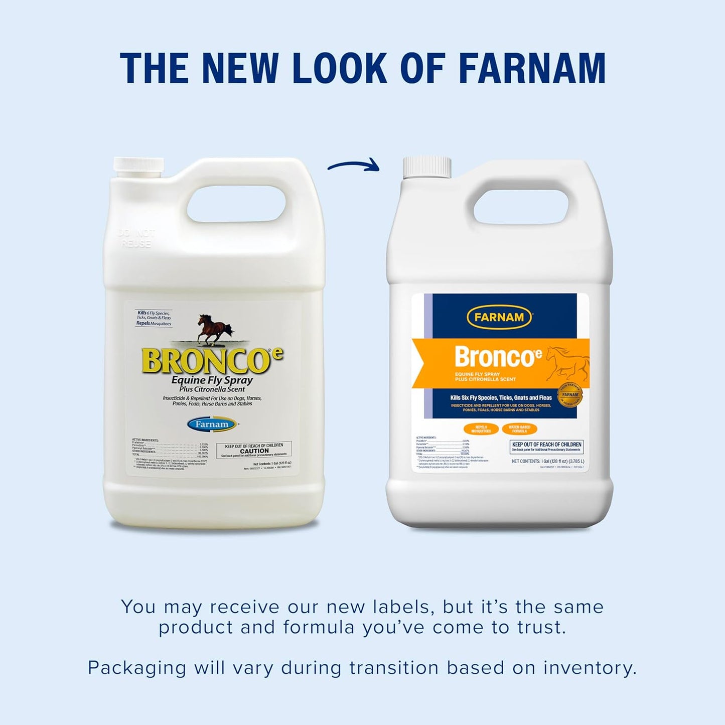 Farnam Broncoe Fly Spray Plus Citronella for Horses, Dogs & Premises – Kills Flies, Ticks, Fleas, Lice & Mosquitoes – Water-Based, Non-Oily Multi-Purpose Insecticide – 128 oz