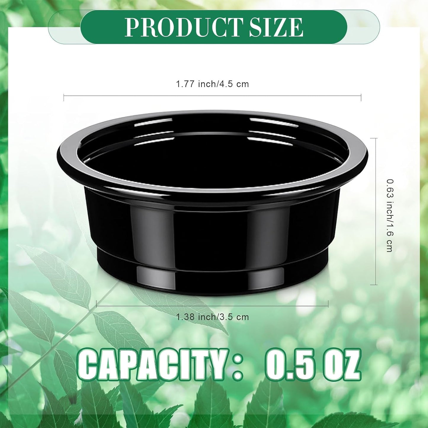 Maxcheck 500 Pcs 0.5 oz Gecko Feeding Cups Small Gecko Food and Water Cups Reptile Feeding Bowls Plastic Bearded Dragon Food Bowl for Lizard Small Pet Ledge Accessories (Black)