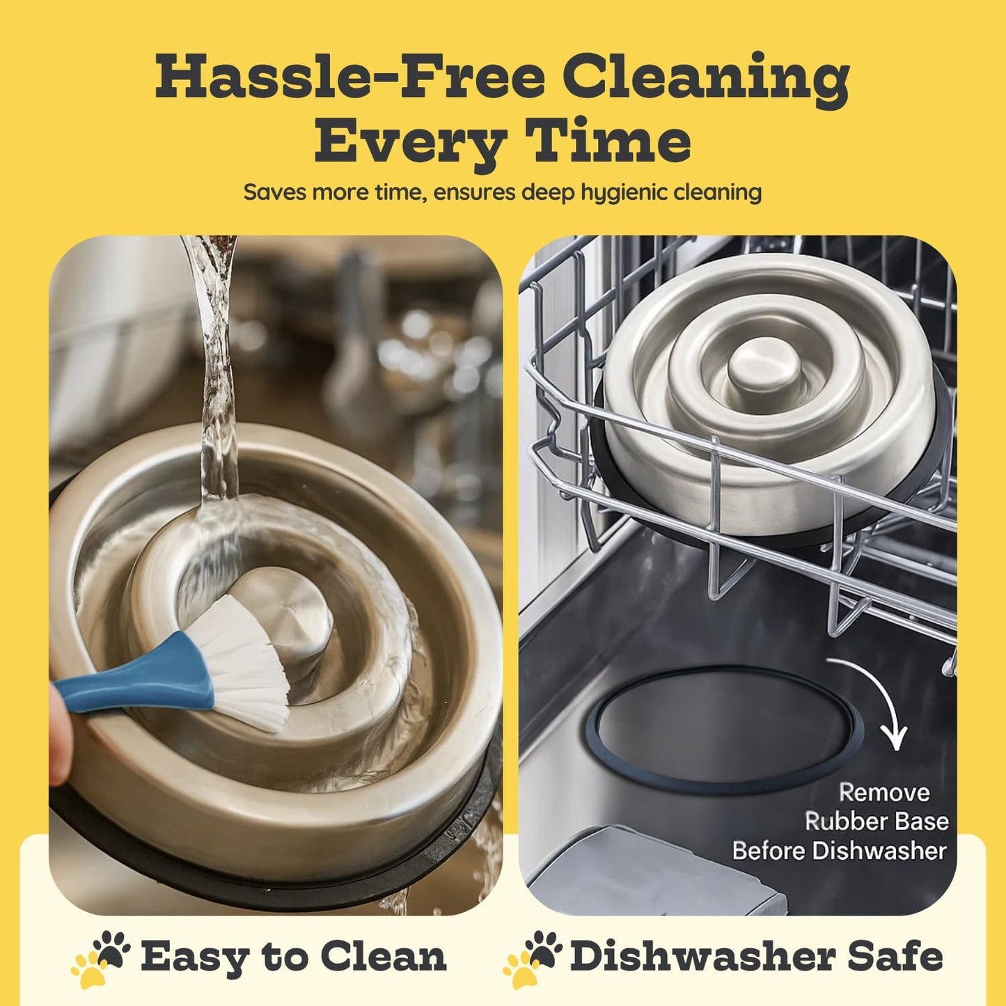 9.5 oz Slow Feeder Dog Bowls, 1 Cup Capacity Spiral Style Stainless Steel Small Dogs & Cats Food Dishes for Fast Eaters, Nonslip Durable Feeding Puzzle Bowl | Slo Down Eating for 10–35lbs