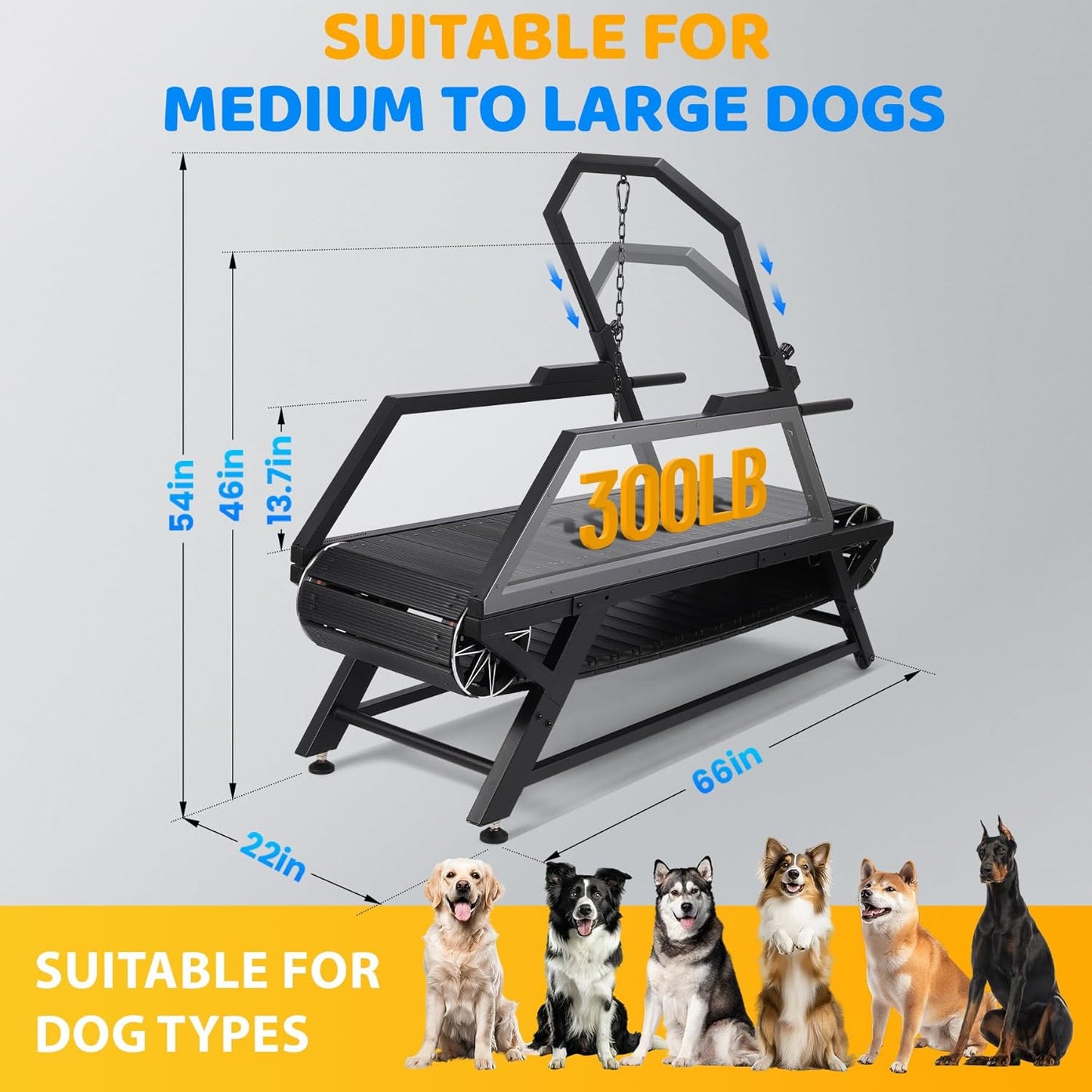 Dog Treadmill for Large Dogs, Medium Dogs with Brake, Dog Slatmill,Non-Electric Treadmill for with Step Counter, Adjustable Incline & Brake, Keep Active and Fit, Up to 300LBS