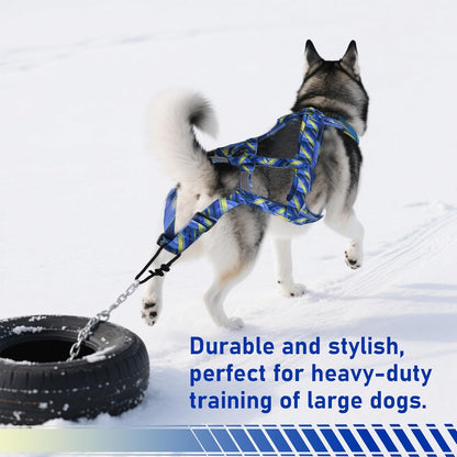 Dog Pulling Harness, Sled Dog Harness for Running, Pull Dogs Leash is Suitable for Cross-Country Running, Dogs Sports, Bicycle Traction, Ski Traction, Sled, Sled Dog 25.5kg (Blue, L)
