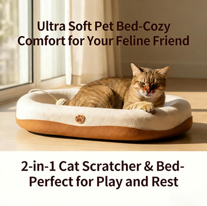 Large 2-in-1 Cat Scratcher and Bed, Wear-Resistant Felt Material, Suitable for Cats and Large Cats, Effectively Protects Your Couch and Furniture.