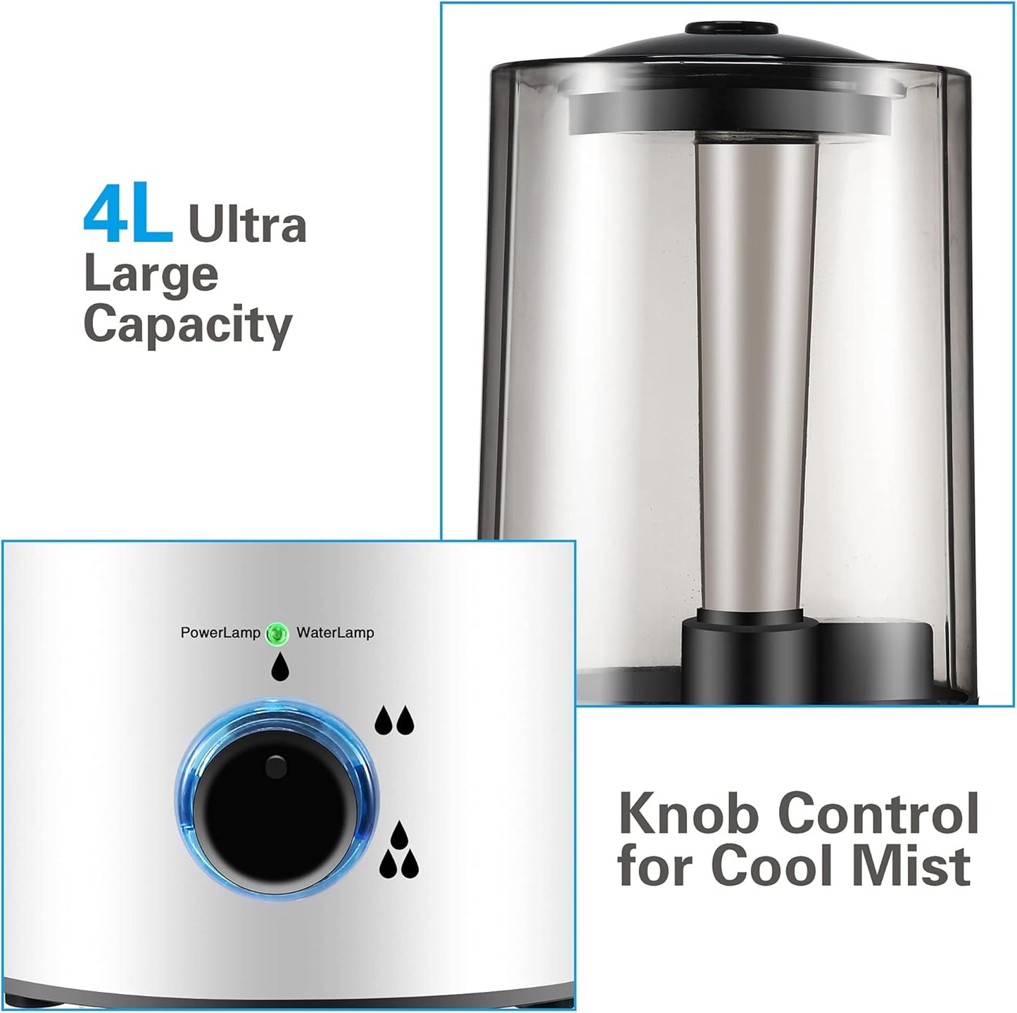 Dreyoo Reptile Humidifier Fogger, 4L Cool Mist Fog Mister with Tube for Tortoise Habitat Chameleon Snake Amphibians, Compatible with All Terrariums, Cages and Enclosures