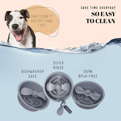 AVERYDAY Slow Feeder Dog Bowls for Medium Breed, 1.5 Cups Deep Food Puzzle Bowl with Spinning Slow Feeder Insert, Non-Slip Bottom, Fits for Raised Stand, Hard Maze Design for Small and Medium Dogs