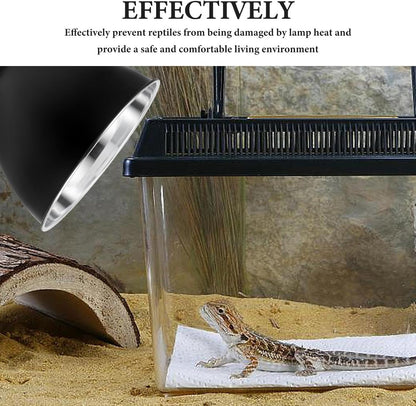 Reptile Heat Lamp Shade 8.5-Inch Metal Reflector Lampshade for Reptile Box Tank Heat Lamp Guard Suitable for Terrarium Heating and Habitat Lighting