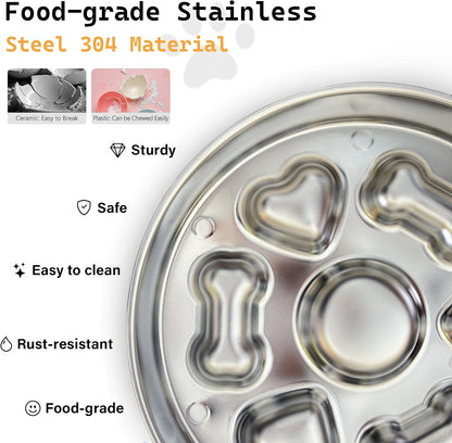 Slow Feeder Dog Bowl Stainless Steel, 3 Cups Large Capacity, Designed to Slow Down Eating, Double-Sided Design Ideal for All Dog Sizes