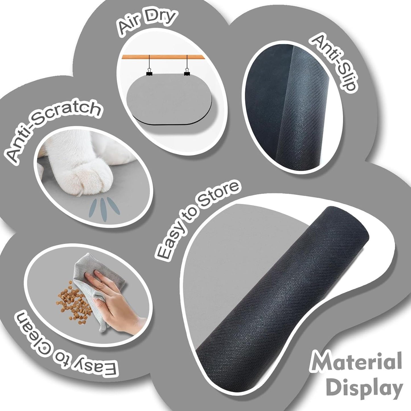 Dog Feeding Mat 24''x16'', Absorbent Pet Food Mat, No Stains Quick Dry Pet Water Mat Protect Floor, Cat Dog Water Bowl Mat for Messy Drinkers, Non-Slip Rubber Base Pet Placemats for Food and Water