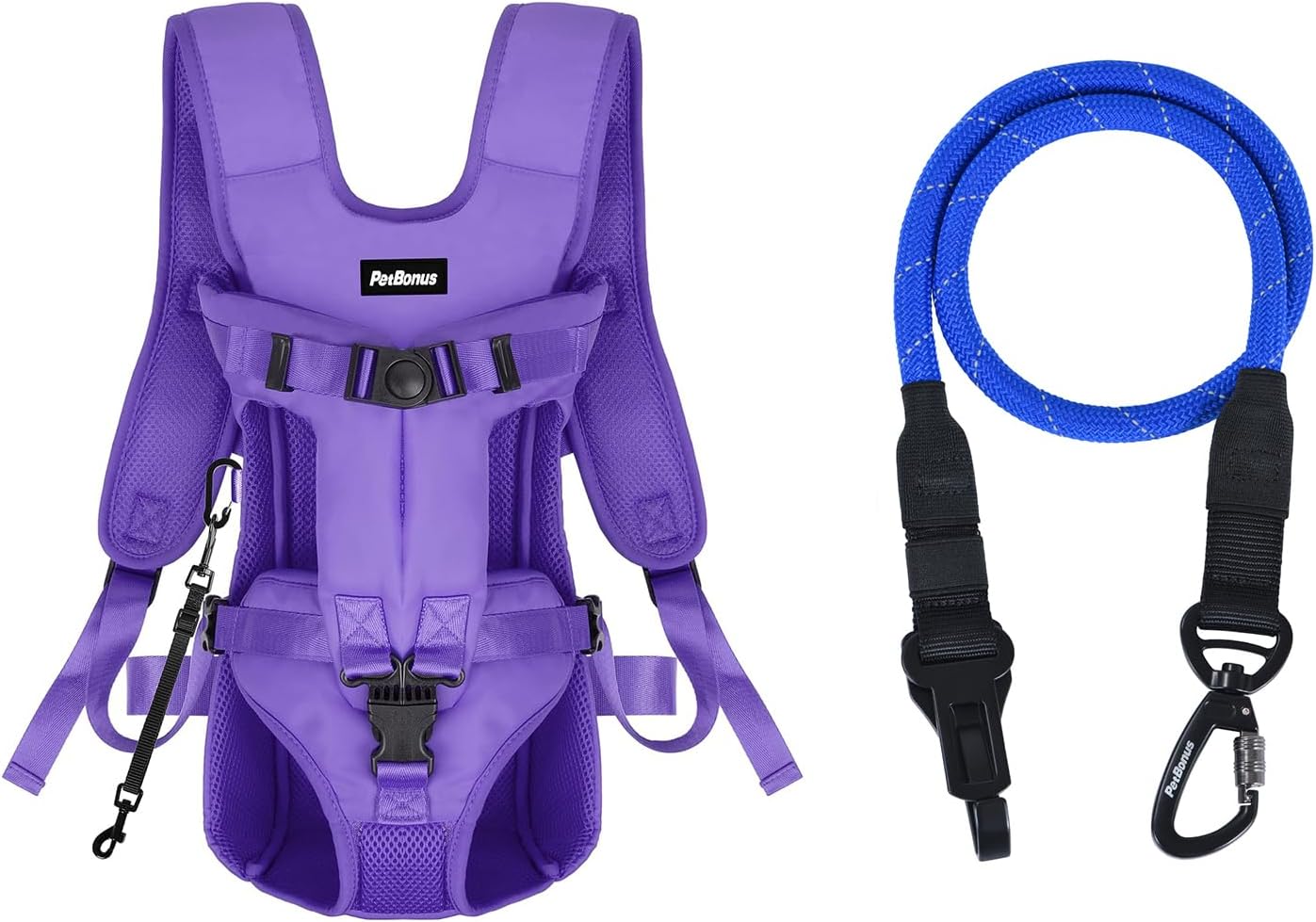 PetBonus Pet Front Dog Carrier Backpacks and Dog Seat Belt for Car