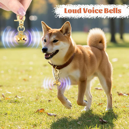 2Pcs Gold Bells for Dog Collars, Cat Bell for Pet Collar, Extra Loud Collar Bell, Training Collar Charm with Heavy Duty Snap Clips, Pet Pendant Accessories for Pet Tracking Anti Lost Training