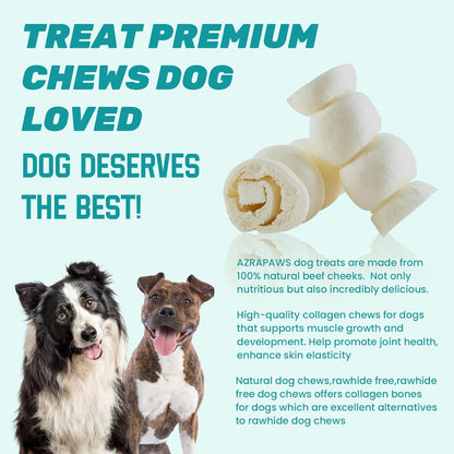 Beef Cheek Rolls 5-6” Water Buffalo Retriever Style Cheek Roll Dog Chews 5 Pack Collagen Sticks Chews for Dogs Long Lasting Chew Treats Great for Power Chewers Safe Rawhide Alternative Retriever Rolls