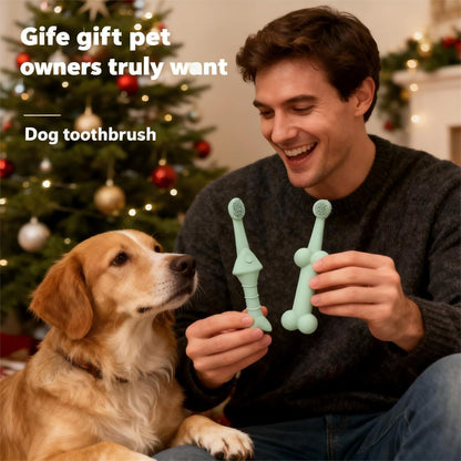 JBD Dog Toothbrush and Cat Oral Care Set | Finger Toothbrush for Small/Large Pets | Puppy Tooth Brushing Kit with Double Sided Brush | Cleans Teeth & Removes Tartar | 3-Piece Pet Dental Care