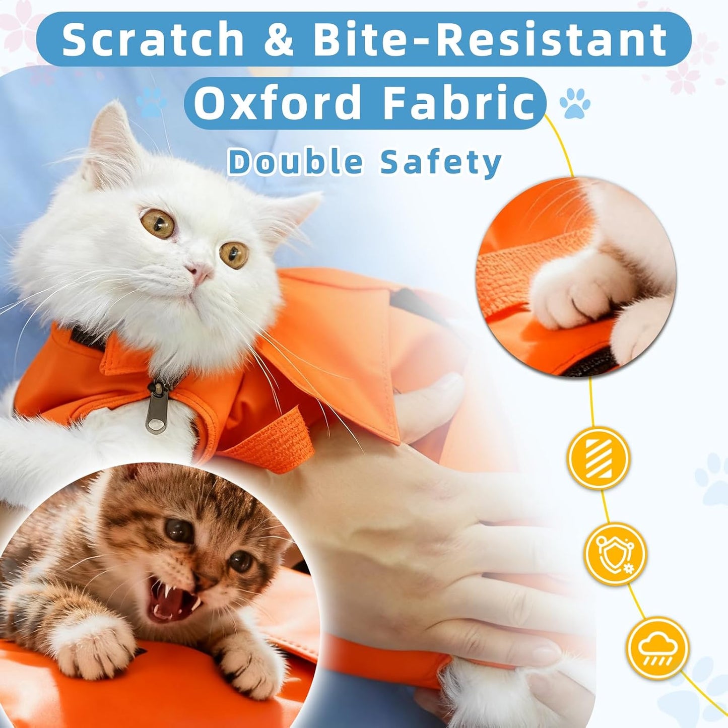 Waterproof Cat Grooming Restraint Bag - Anti-Scratching for Claw Care & Nail Trimming, Ideal for Cat Medical Examination (Pink, S)