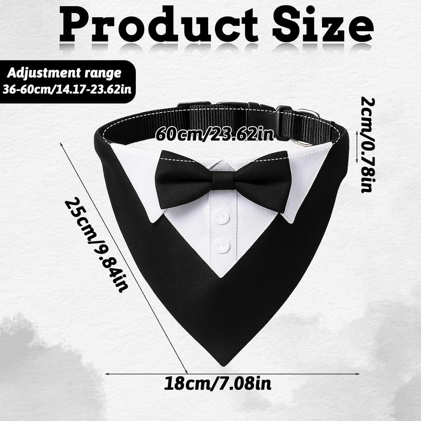 Dog Tuxedo Suit Wedding Bandana Collar with Bow Tie Adjustable Formal Suit Costume Dog Tux, Wedding Engagement Birthday Tuxedo for for Large X-Large Dogs Pets (X-Large: Neck 21"-30")