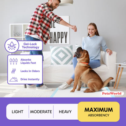 PETSWORLD Extra Large Potty Pads for Dogs, Odor Eliminating 30" x 36", 150 Count Pee Pads for Dogs, Gigantic XL Dog Pads, 5 Layer Ultra Absorbent Technology, Leak Proof Training Pads for Dogs & Cats