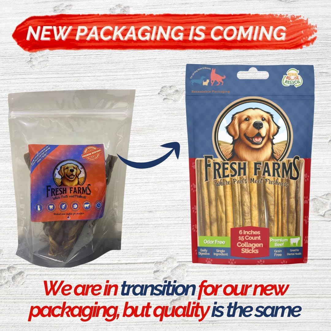 Braided Collagen Sticks for Dogs 10 Pack - 6 Inches - Long-Lasting Alternative to Bully Sticks, Rawhide-Free Collagen Chews w/Chondroitin & Glucosamine for Joint Support & Dental Health