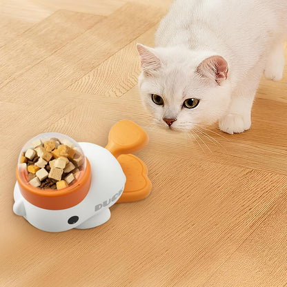 2-in-1 Dog Interactive Slow Feeder & Food Puzzle Toy, Automatic Dog Feeder Toy for Mental Stimulation & Healthy Eating, Stable Duck-Shaped Treat Dispenser for Healthy Eating & IQ Training
