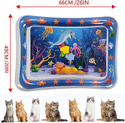 2 Packs Thickened Water Sensor Play Mat for Cats,Cat Cooling Pad Keep Your Pets Cool in The Summer,Cats Water Play Mat with Fish for Pet Play,Cat Water Mat Toy for Kids,Pets(Dolphin Design)