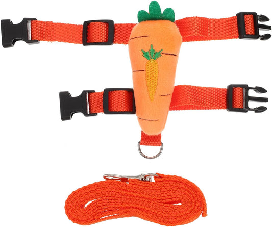 Cat Harness Leash Set with Cartoon Bunny Design, Wear-Resist Adjustable Kitten Harness and Outdoor Pulling Strap, Size S Carrot Pattern for Small Cats and Kittens