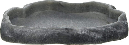 Zoo Med Reptile Rock Food Dish, Medium, 7.25"l x 6"w x 0.75"h, Colors may vary Black