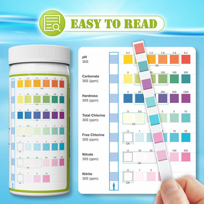 Aquarium Test Strips - Aquarium Water Test Kit - 150 Fish Tank Testing Strips for Freshwater - Pond Water Tester Kits - Rapid Accurate Easy to Test pH, Carbonate, Hardness, and More (7-Way)