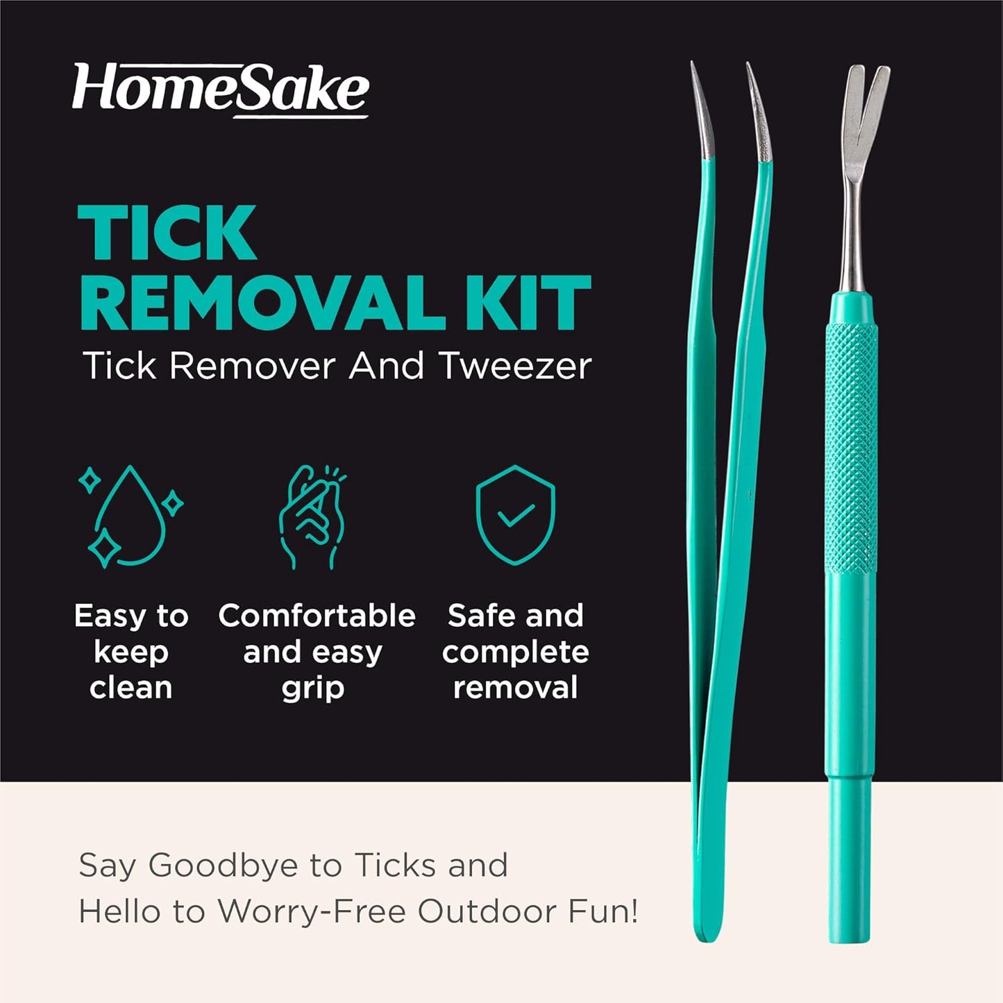 Homesake Tick Remover Tool & Tweezer Set for Dogs, Cats & Humans – Stainless Steel Tick Removal Kit with Storage Pouch & Free Tick ID Card – Safe & Effective Tick Puller