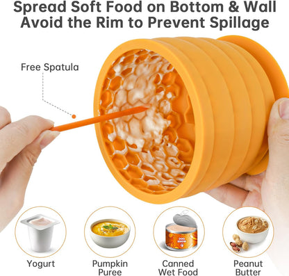 NiHome Silicone Dog Slow Feeder Bowl with Honeycomb Lick Mat for Small to Large Dogs, Slows Eating & Aids Anxiety Relief, Promotes Calm Behavior, Dishwasher Safe & Freezer-Friendly, Non-Toxic Material