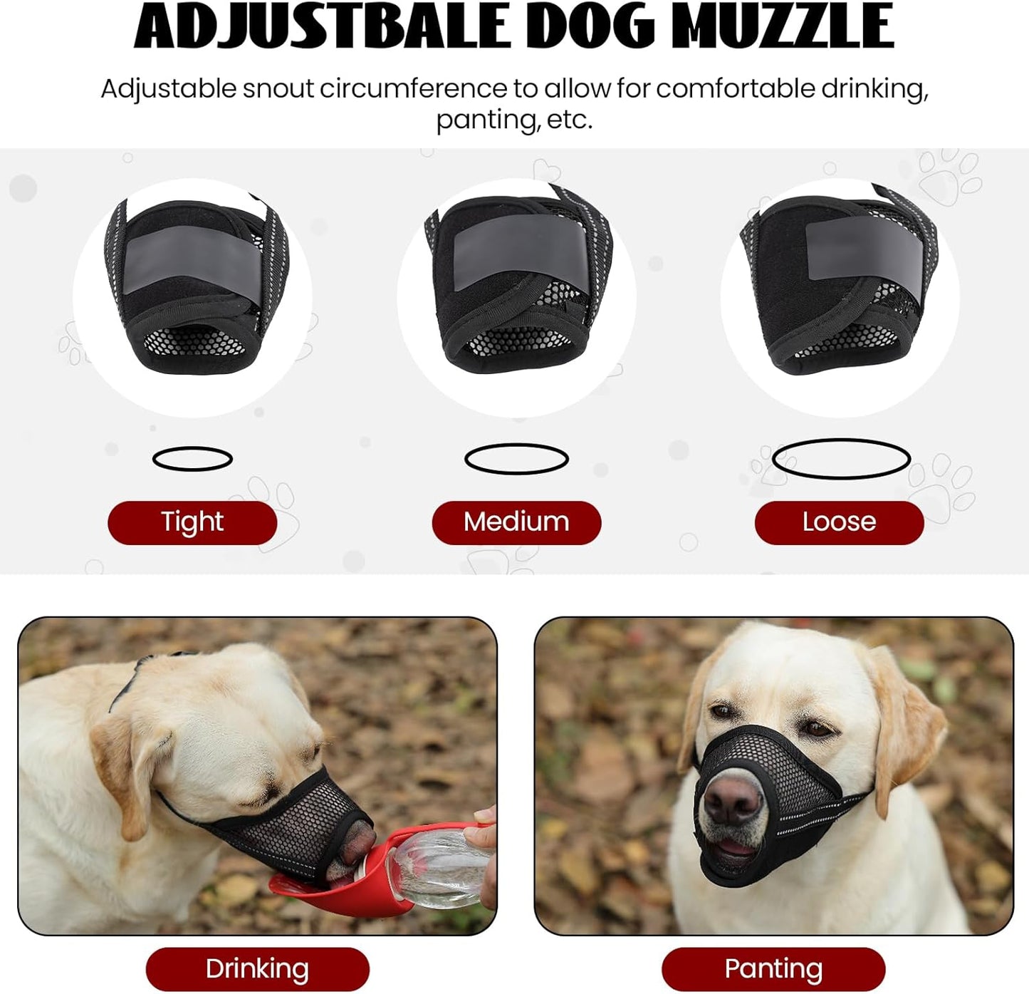 2PCS Dog Muzzles, Breathable Mesh Muzzle for Small Dogs, Adjustbale Soft Muzzle to Prevent Biting Barking Eating Chewing, Dog Mouth Guard for Grooming