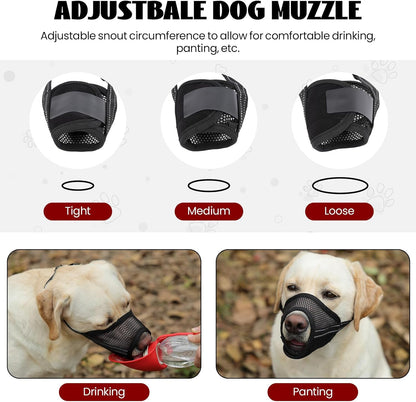 2PCS Dog Muzzles, Breathable Mesh Muzzle for Small Dogs, Adjustbale Soft Muzzle to Prevent Biting Barking Eating Chewing, Dog Mouth Guard for Grooming