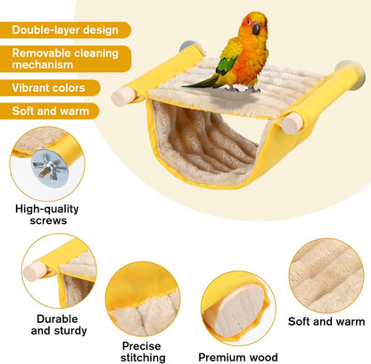 Bird Hammock,Bird Bed for Cage, Winter Warm Bird Nest Bed, Parrot Hanging Hammock Snuggle Hut, Double Layer Cage Perch for Parakeet Budgies Cockatiels Lovebird Finch Hamster Chinchilla