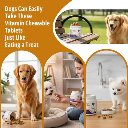 Dog Multivitamin Chewable Dog Vitamins and Supplements with MSM & Glucosamine, Omegas 3 for Gut Health Joint Support Skin & Coat Heart Health Digestion Immune System - Chicken Flavored, 90 Ct