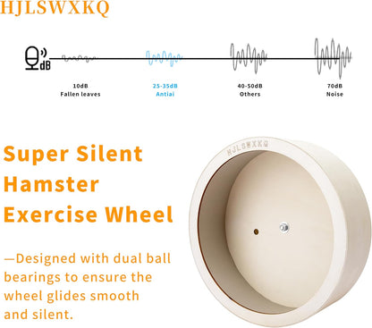 12inch Wall-Mount Silent Hamster Wheel, Wooden Small Animal Exercise Wheel with Removable & Washable Track for Gerbil, Mouse, Syrian Hamster（12in）