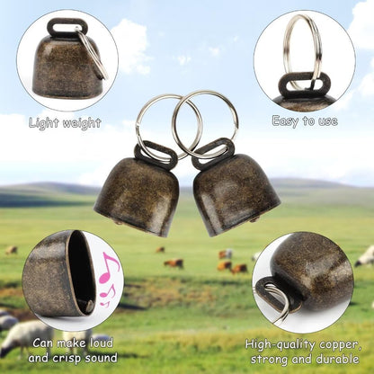 5 Pack Goat Collars with Bells, Horse Sheep Grazing Copper Bells and Adjustable Nylon Collar Set Pet Anti-Lost Loud Bronze Bell for Small Farm Animal Sheep Goat Cow Accessories (02)