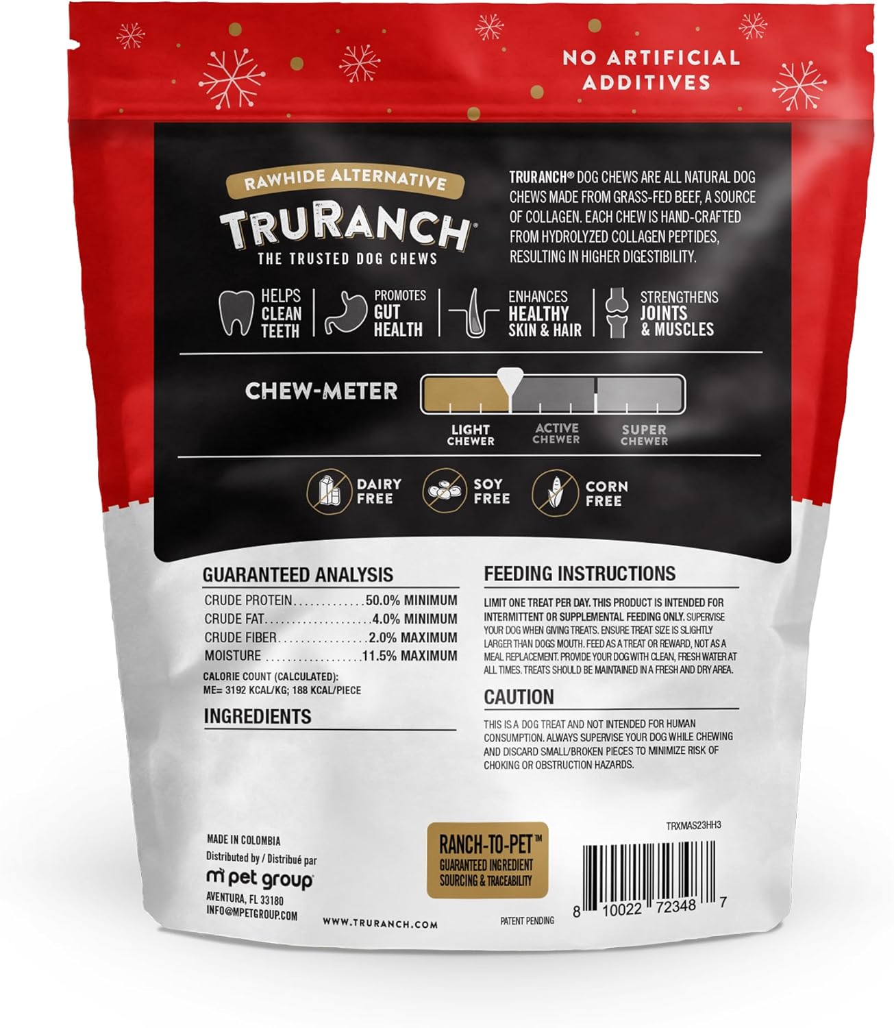 TRURANCH Collagen Drumsticks, Honey Ham, 1 Bag, 3 Count, Holiday Limited Edition, Stocking Stuffer, All-Natural Hydrolyzed Collagen, Rawhide Free, for Small, Medium and Large Dogs