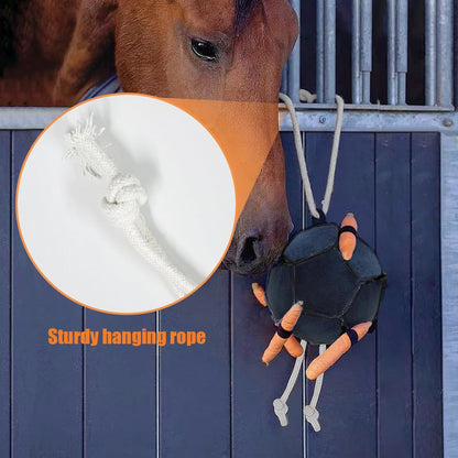 La La Pet Hanging Carrot Feeding Ball Interactive Feed Toy Relieve Stress and Avoid Boredom Equine Pony Cattle and Goat Treat Hay Balls Horse Stable Supplies Black