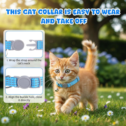 5 PCS Reflective Breakaway Cat Collars with Bells, Adjustable Breakaway Kitten Collars Colorful Soft Safety Buckle Cat Collar Girl Boy Pet Cats Collar, SafetyCollar for Pet Supplies Stuff Accessories