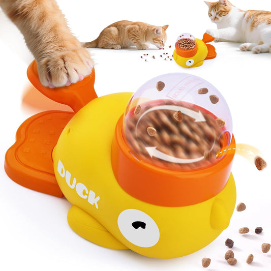 Interactive Cat Treat Dispenser, Slow Feeder Cat Puzzle Toy Duck Shaped Design